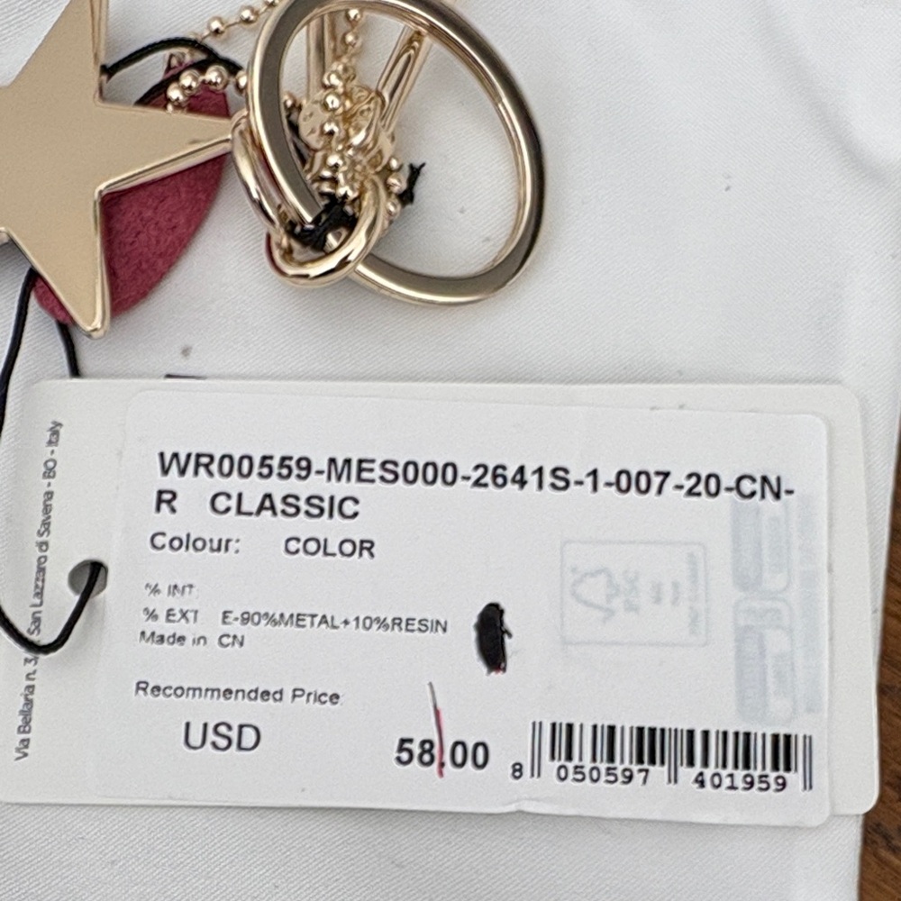 Furla Gold and Burgundy Star Key Holder Bag Charm - Picture 6 of 6